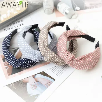 Women Hair Accessories Cotton Plaid Hairband Knot British Style Striped Fabric Headband Girls Headwear Spring Hair Band 2019 New knot front striped dress