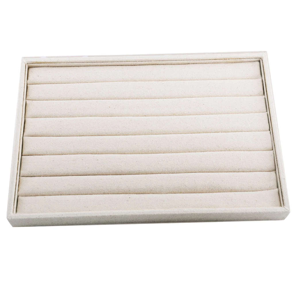 Multifunctional Beige Linen Jewelry Tray Jewelry Display Organizer Holder Case Earring Storage Box for Bracelet Necklace серьги