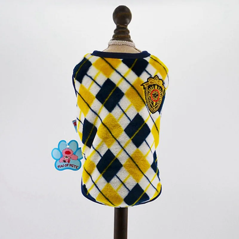 SYDZSW Pet Clothing Dog Puppy Coat Fashion Rhombus Plaid Printed Small Dog Vest Costume Soft Flannel Cat Apparel Lots In Stock8