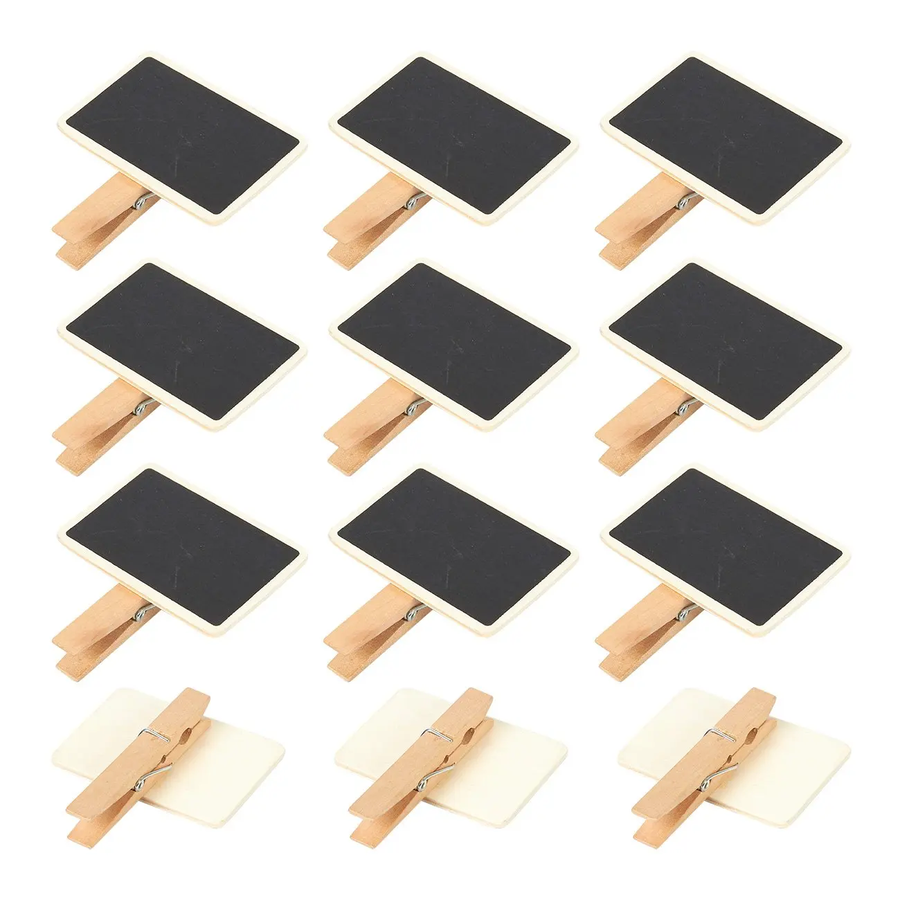 

METABLE Mini Blackboard Clips - 12-Set Chalkboard Tag Signs, Wooden Message Board for Memo, Note Taking, Food Label