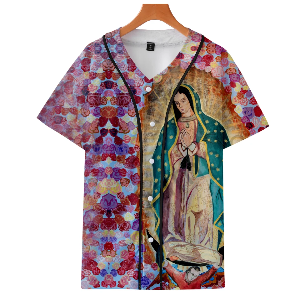 Our Lady of Guadalupe, 3D принт, бейсбольные футболки для женщин/мужчин, короткий рукав, модные стильные футболки, повседневные футболки размера плюс