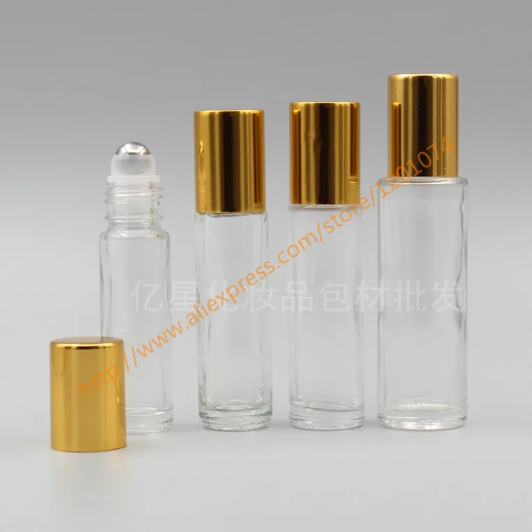 6ml/8ml/10ml/15ml Clear Glass Bottle With Stainless Roller+Gold Aluminum Lid Roll-On Perfume Deodorant | Красота и здоровье