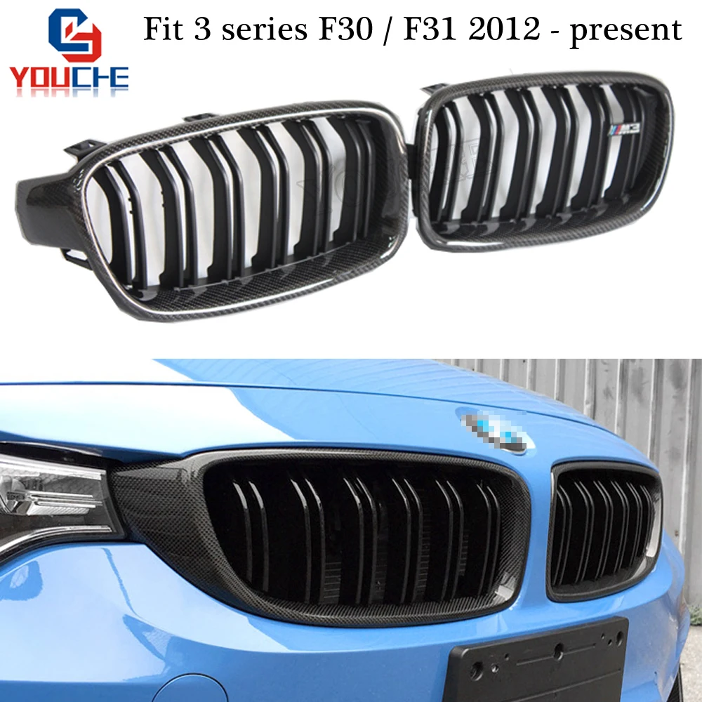 

F30 Carbon Fiber Replacement Kidney Grille For BMW 3 Series F30 F31 2012 + 316i 318i 320i 320d 328i Front Bumper Grill