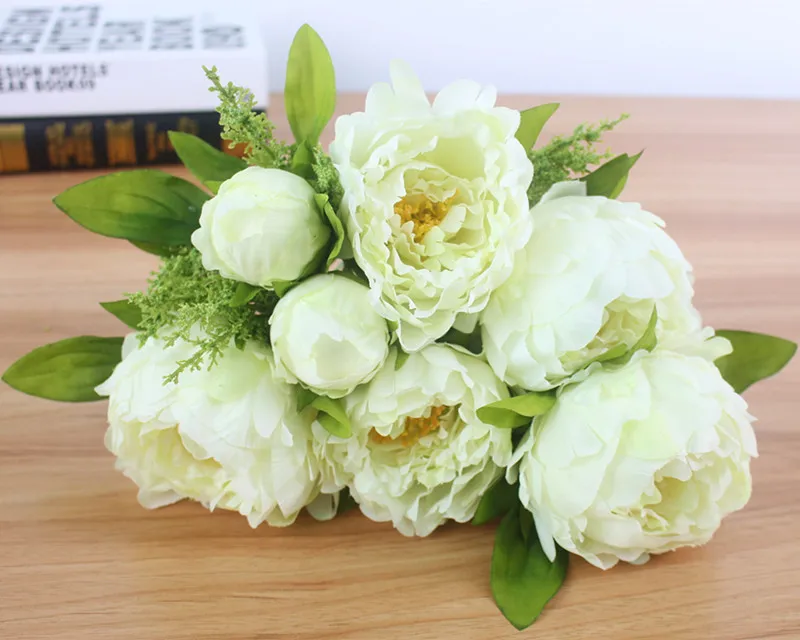 (7 headsbunch) 2017 New.Silk Simulation Artificial flower Peony flower bouquet for wedding home decoration (15)