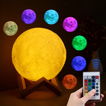 Moon light REMOTE CONTROL decorative Usb holiday Lamp Creative dream table lamp colorfully Touch 16Color Changed Decor Bedroom 24cm big moon lamp usb holiday atmosphere decorative sleeping table lamp touch bedside kids baby light creative gift chargeable