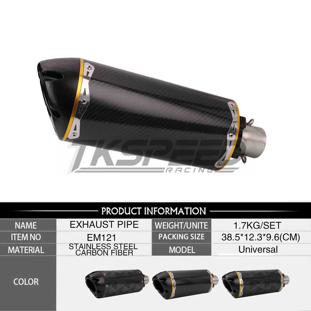 51mm Universal modificados de la motocicleta tubo de Escape CNC de carbono Real para CBR R1 R6 escapar Moto dos hermanos de Escape