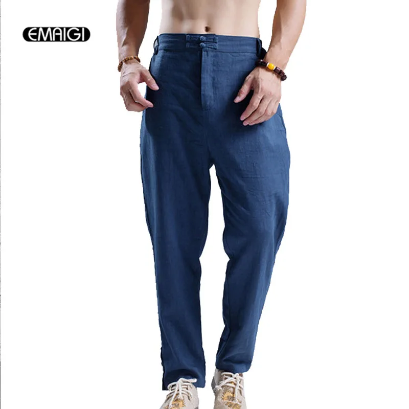 Buy Male Leisure Trousers 100 Linen High quality