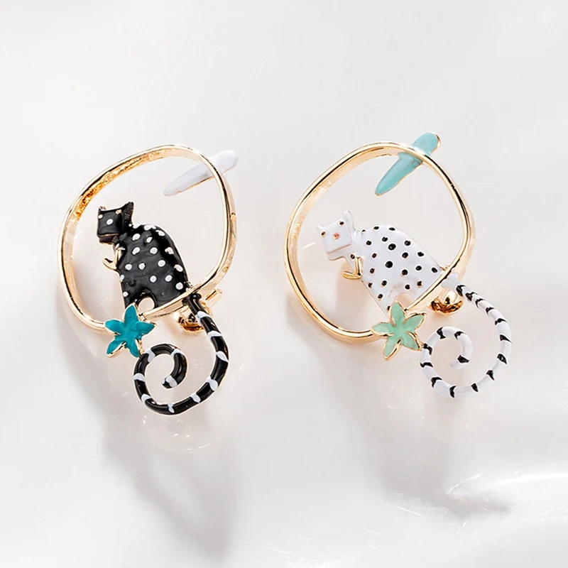 

Wuli&baby Black Cat Sleeping On The Tree Enamel Brooches For Women And Men New Year's Gifts