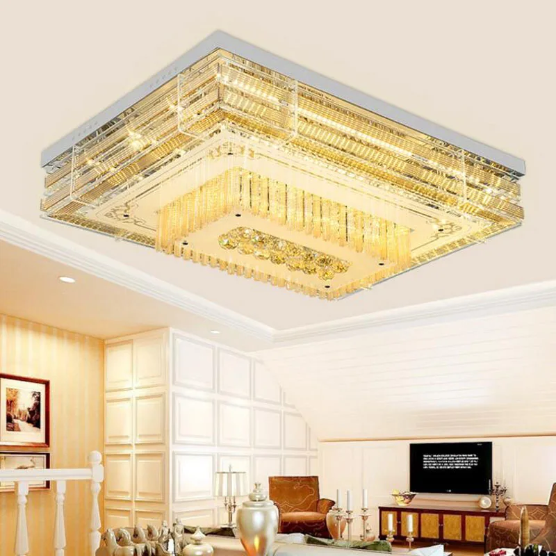 Us 209 88 56 Off Modern Living Room Ceiling Lamp Continental Flat Crystal Lamp Simple Square Led Ceiling Lamp Luxurious Crystal Living Room Lamp In