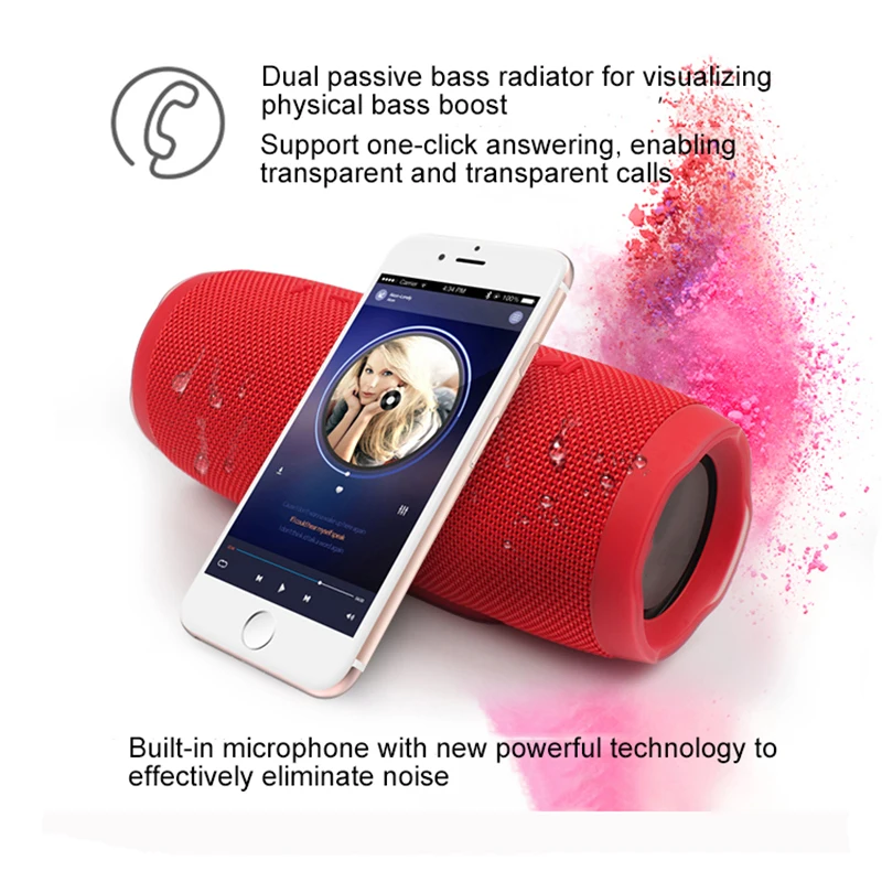 

Portable Outdoor Wireless Bluetooth Speaker Super Bass Speaker Subwoofer Waterproof IPX7 Charge3 Loudspeaker for phone / PC