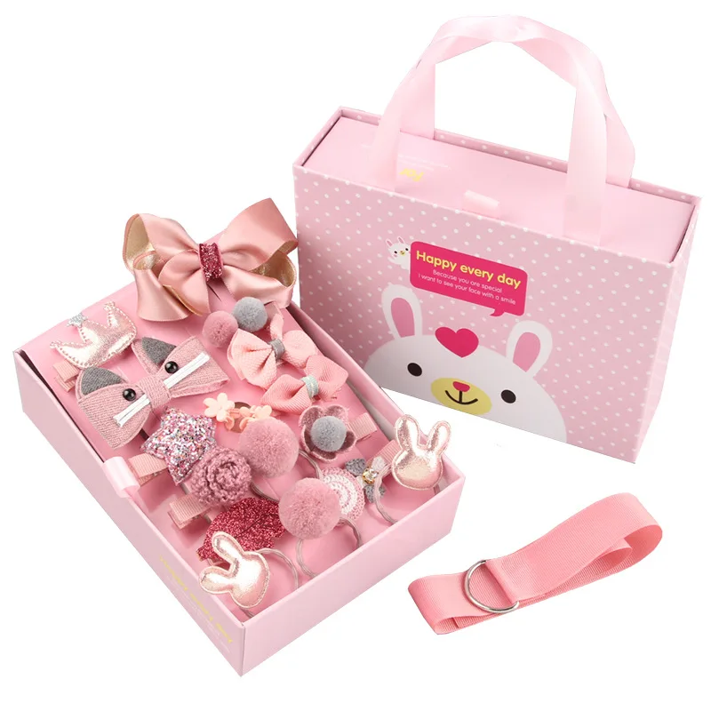 

Baby Girl 18pcs/set Kid Fashion Hair Accesories Hairpin Headband Gift Box Baby Girl Hair Clip Gifts