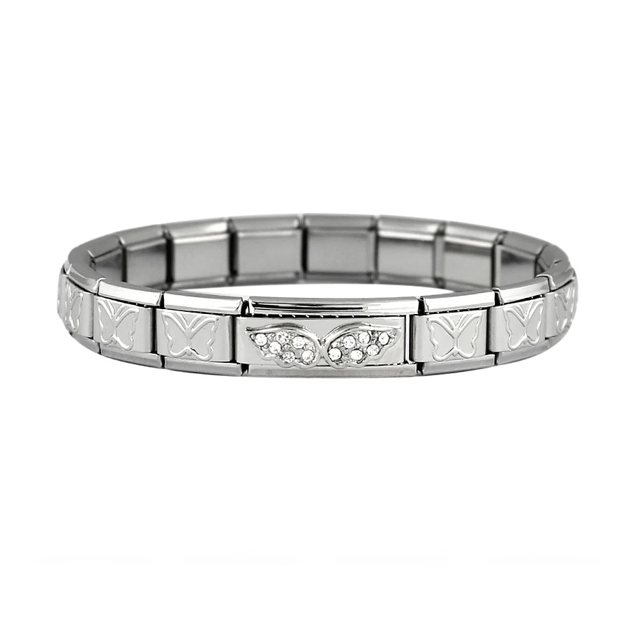 Stainless-Steel-Bracelet-Bracelet-Fashion-Charm-Bracelet-Bangles-Wing-Love-Cupid-I-Love-Family-Drilling-Elastic