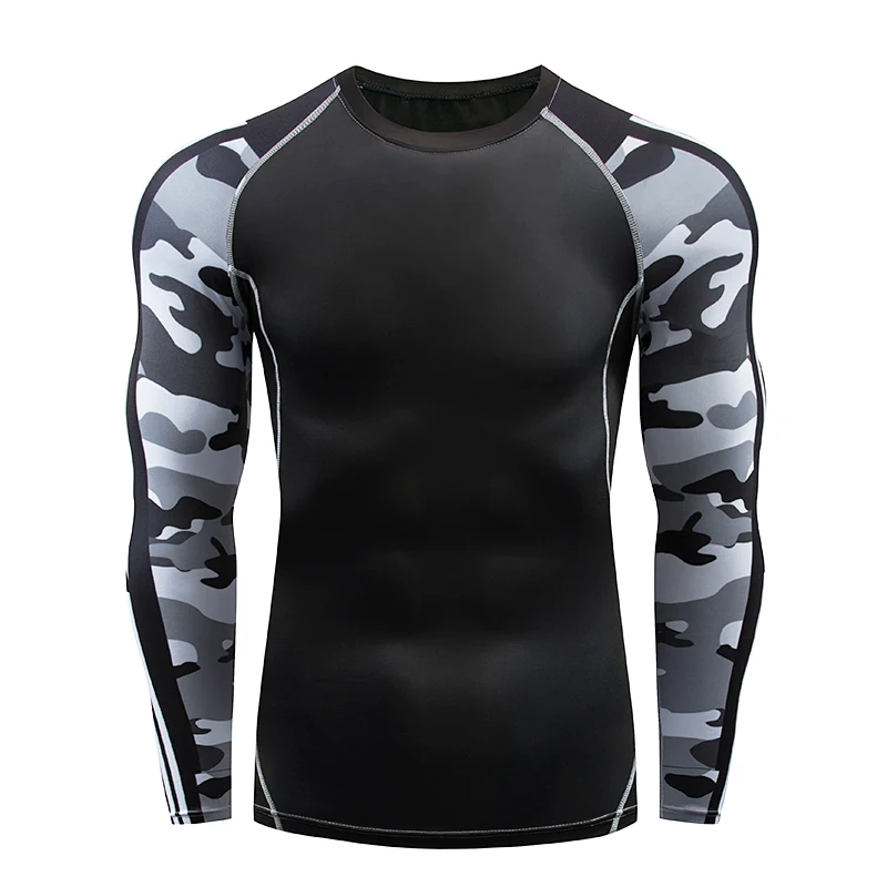 

Men's 3D camouflage compression shirt, men's fitness breathable wicking and quick-drying clothing, Cross Fit, long-sleeved T-shi