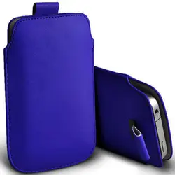 Luxury Leather Pull & Push Tab Smartphone Case Cover for 163X98MM (Blue)
