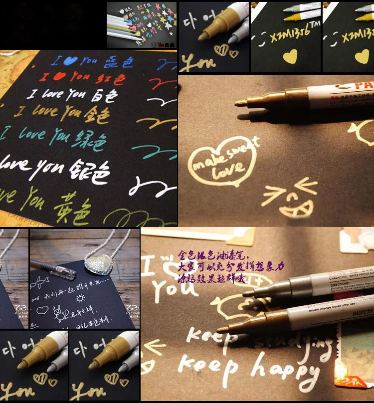 Generic S110 Paint Pen Marker Permanent Pen For Writting On Fabrics Gl Wood Tire Oil Purple/pink