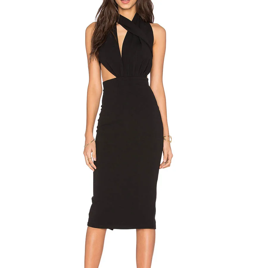 

sexy halter neck black women dress