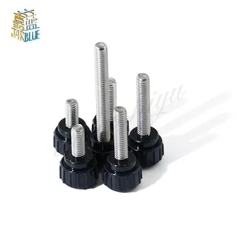 

10pcs M3 M4 M5 Black Bakelite Round Head With Stainless Steel Rod Hand Handle Thumb Screw(Head Diameter 15mm)
