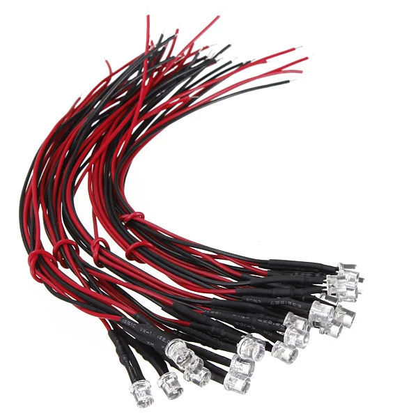

Excellent Quality 5pcs DC12V 20cm 5mm Pre Wired LED Lamp Light Bulb Emitting Diode 5 Colors