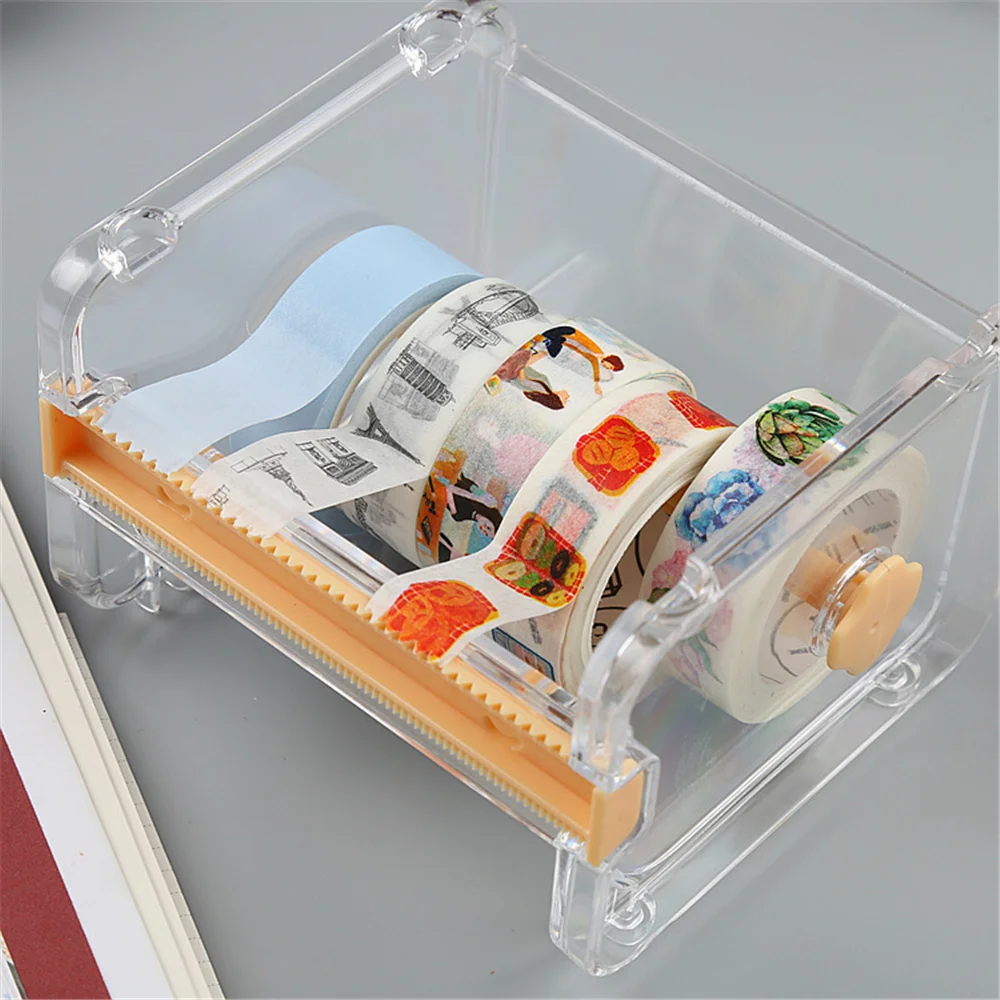 SMAODSGN Acrylic Washi Tape Dispenser Tape Holder Organizer 7 In Sticker Roll Cutter Masking Tape Holder Washi Tape Organizer Cutter Clear Tape Dispenser For Office Home School (Not Include Tape