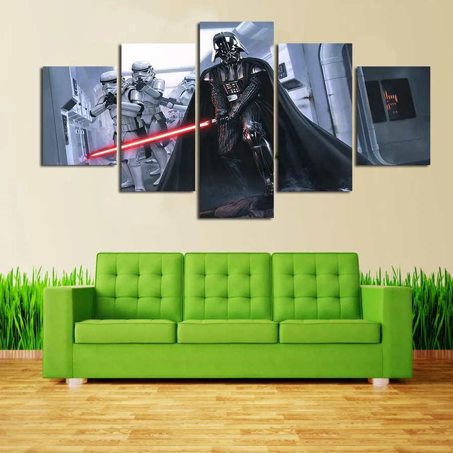 

5 Panel Modern Canvas Printed Pictures Star Wars Darth Vader Home Decor For Living Room Wall Art Movie Poster Painting Artwork