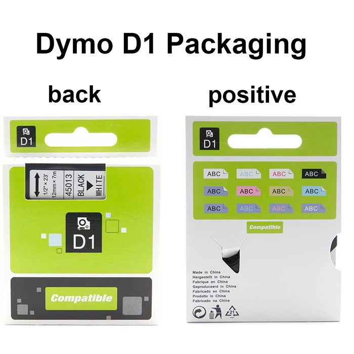 Absonic 10 шт. 12 мм этикетки кассеты Dymo D1 45013 черный на белом принтере ленты для принтера Dymo LabelManager 160 210D 280