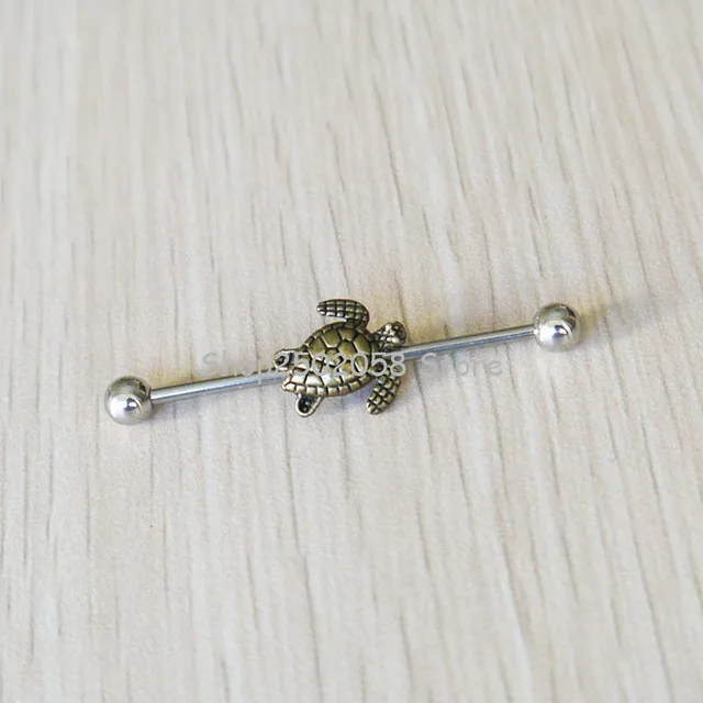 2pcs Handmadeturtle Barbell Piercing Ear Jewelry Double 2pcs Handmadeturtle Barbell Piercing Ear Jewelry Double Turtle Earring Body