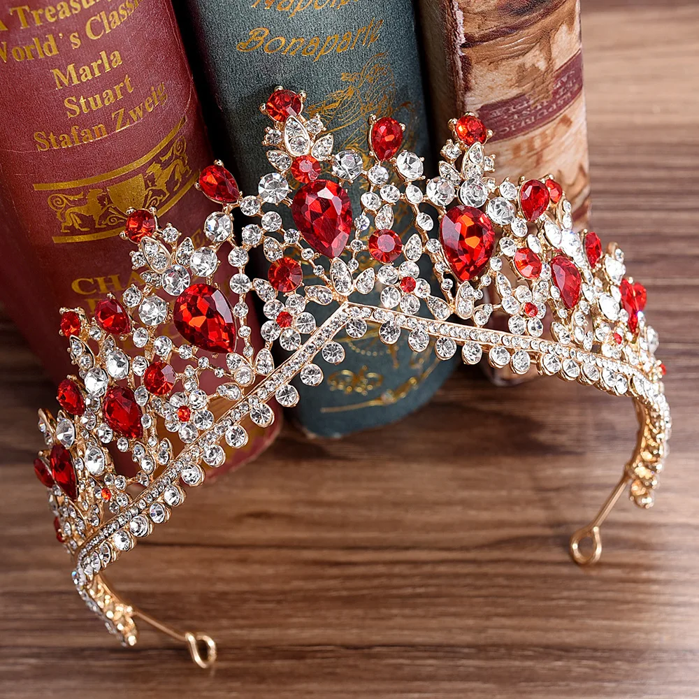 KMVEXO барокко розовое золото розовый кристалл свадебные диадемы Короны из горного хрусталя диадема для королевской невесты ободки свадебные аксессуары для волос