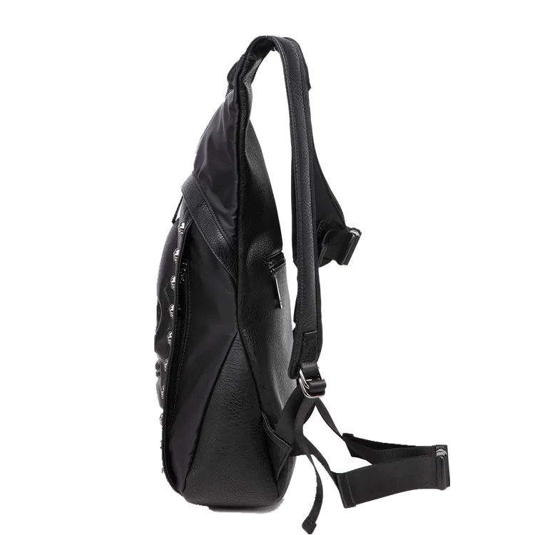 MCO мужской кожаный рюкзак с 3D тиснением в виде черепа, с заклепками, для путешествий, для ноутбука, мягкий рюкзак с капюшоном, сумка для одежды, сумки через плечо в стиле хип-хоп