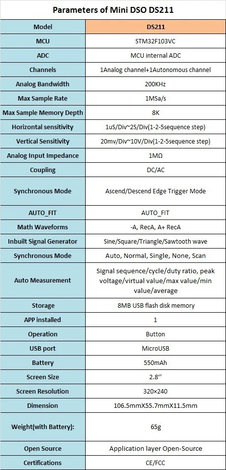 Новая версия мини ARM DSO211 цифровой осциллограф портативный карманный нано Ручной цифровой осциллограф