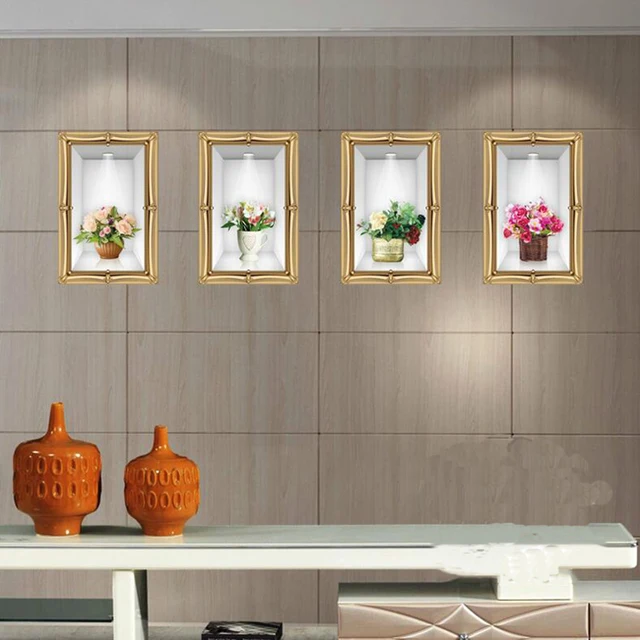 Diy Sticker Name Realistic Vase Flowers Large Wall Stickers Home Diy Sticker Name Realistic Vase Flowers Large Wall Stickers Home Decor Living Room Adesivo De Pared Stencils For Walls Decal