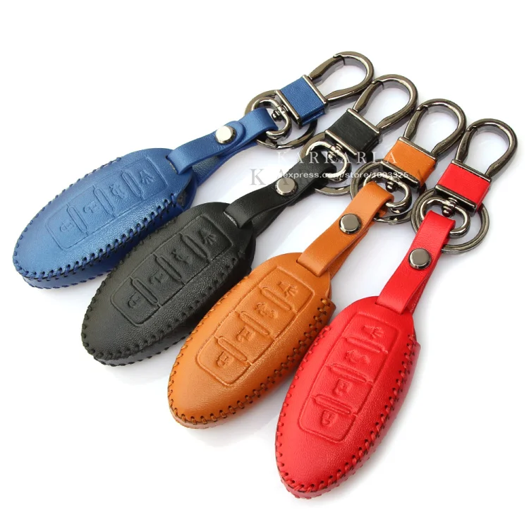 Color Leather Car Remote Key Holder Case Cover 4 Button For Nissan