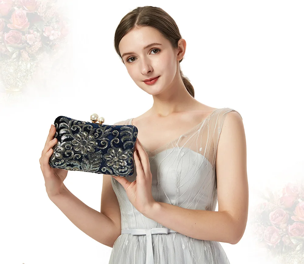 Женская винтажная сумка для банкета с бусинами и цветами 2019|Вечерние сумочки| |
