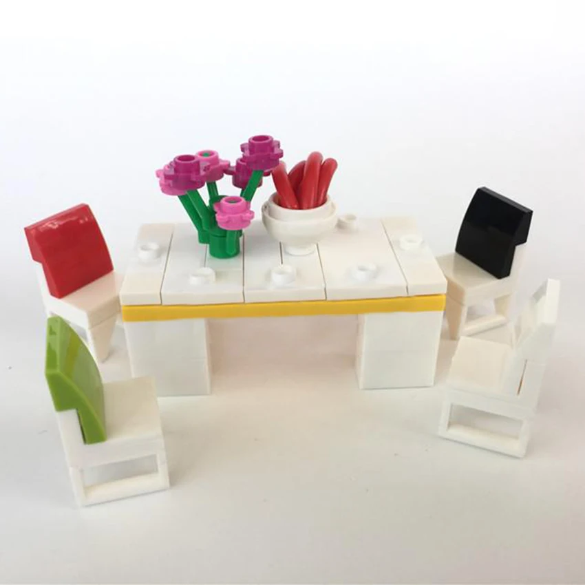Single LegoINGlys Table Chair Sofa Block MOC Accessories for Home Bricks DIY Building Blocks Furniture DIY Toys For Children (3)