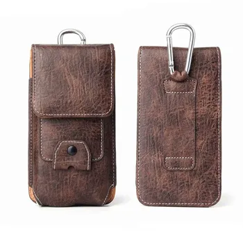 

YIANG Small Designer Bag Men's Waist Bag Fashion Retro Mobile Phone Bags with Headphone Holder PU Leather Fanny Packs