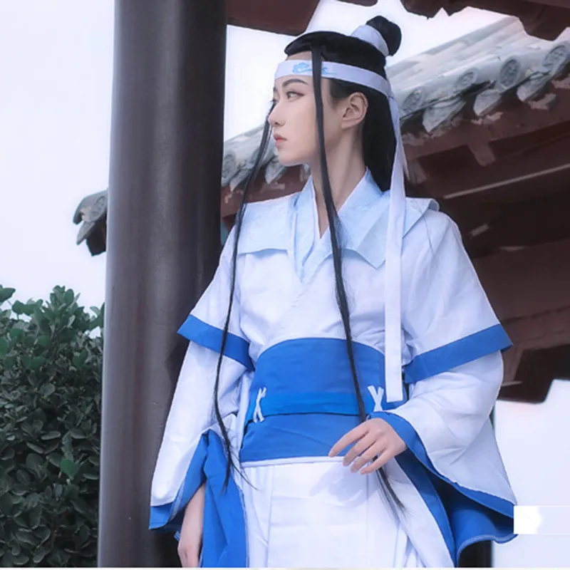 Косплей Костюм для подростков Ver Lan Wangji, аниме гроссмейстер демонического культивирования Lan Wangji Mo Dao Zu ShiHanfu, парик для мальчиков и мужчин