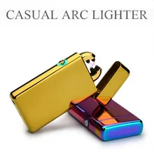 Edle Ultradünne 11mm Spiegel FÜHRTE Kreuz Doppel Arc Leichter USB Puls Zigarre Feuerzeuge Männer zigarettenanzünder Box Gifts-2013