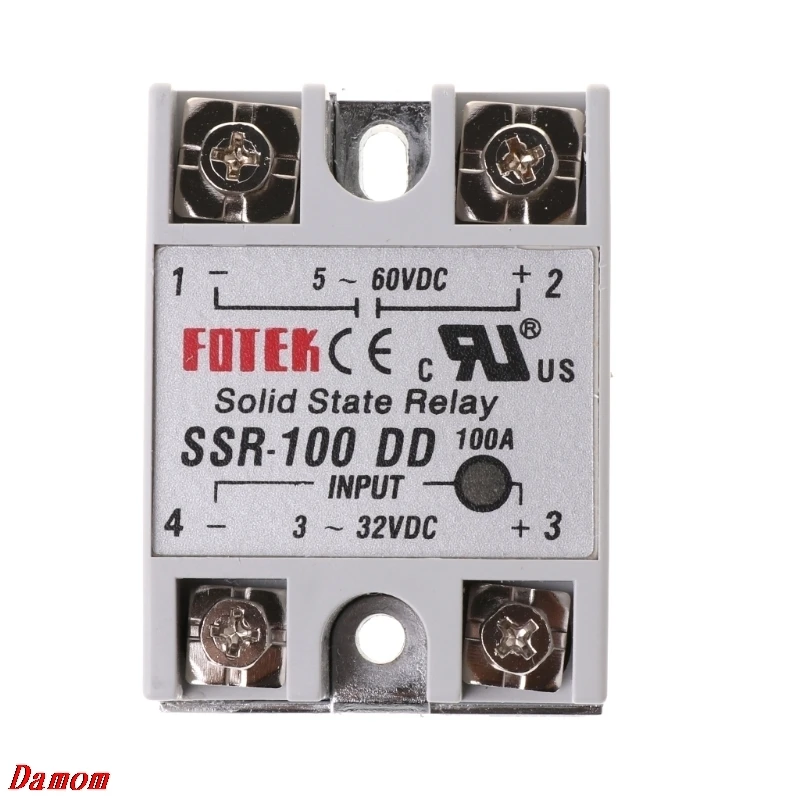 

SSR-100 DD Solid State Relay Module 100A 3-32V DC Input 5-60V DC Output Relay Damom