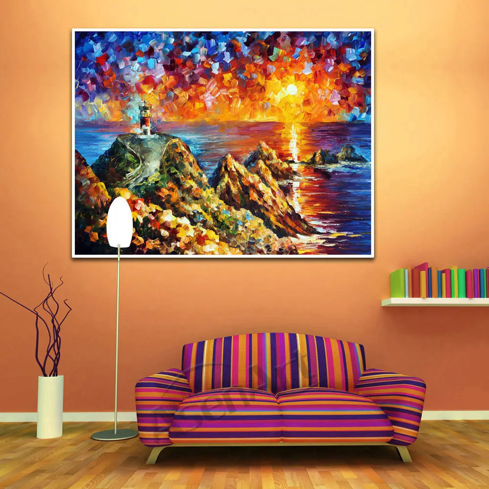 lighthouse seascape forest Landscape Print Canvas Modern oil Painting poster Wall Art Picture for Living Room Bedroom home Decor | Дом и сад