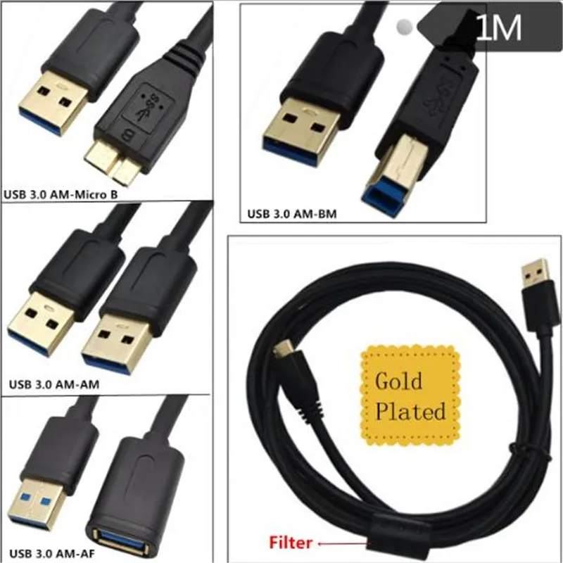 

Usb3.0 mobile computer data line print line high speed hard disk box dynamic hard drive data line / extension line gold plated