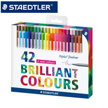 STAEDTLER 334 C42 цветные художественные маркерные ручки, ручка для рисования, канцелярские принадлежности, школьные офисные принадлежности, 0,3 мм, тонкая линия, маркер, ручка, 42 цвета