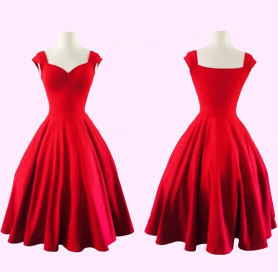 Beautiful red / black elegant full circle pin up dress rockabillyy ...