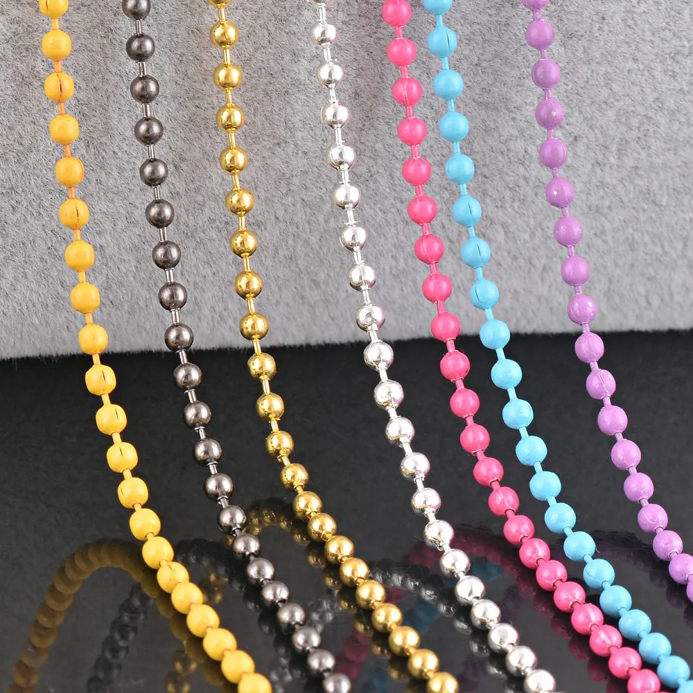 Красочные крошечные шарики цепи ожерелье для кулон или собаки цепочки с бирками ювелирных изделий Изготовление на заказ длина