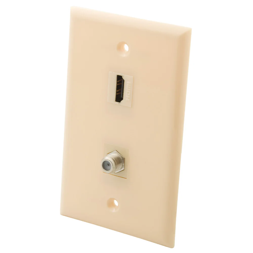 1 Gang Solid Style Ivory Color Hdmi F Rg6 Coaxial Tv Female To Female Wall Plate Panel