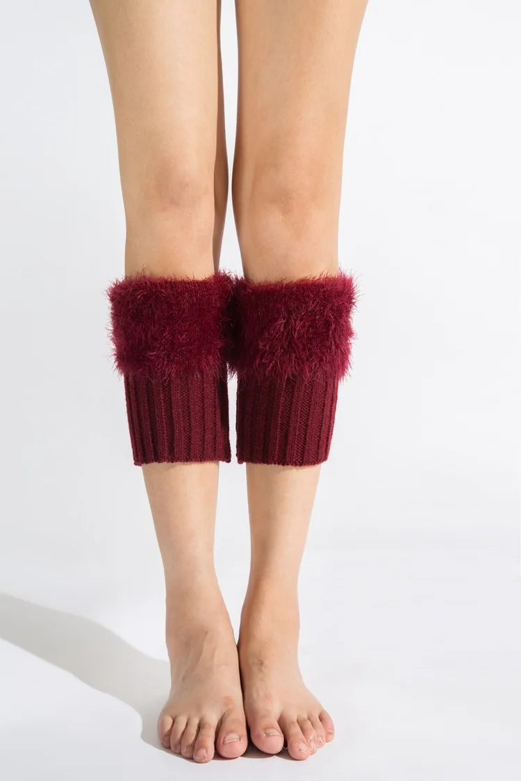 La MaxPa/женские зимние гетры, женские вязаные гетры с отделкой из искусственного меха, носки, верхние манжеты k2163