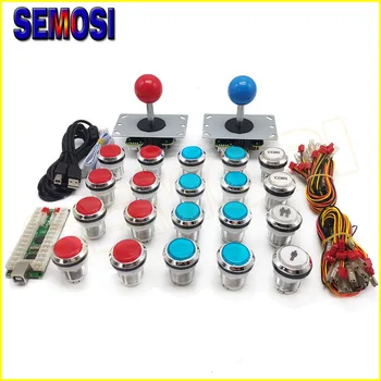 

Chrome Plating LED Arcade Button Joystick Arcade DIY Kits Parts USB Encoder to PC 5 Pin Joystick For Raspberry Pi / SP3