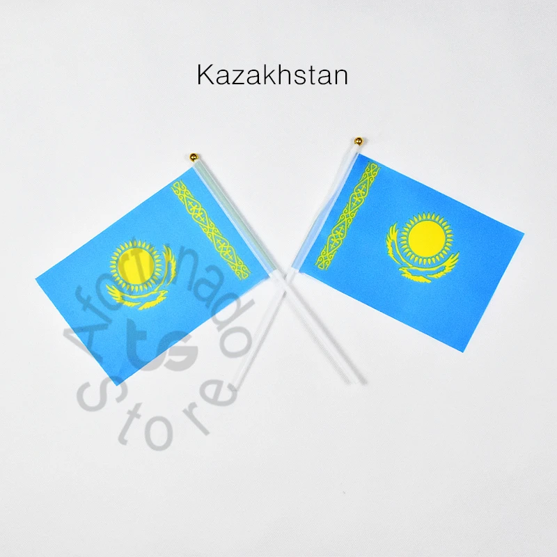 

kazakhstan 14*21cm flag Banner hand waving National flag Home Decoration flag banner