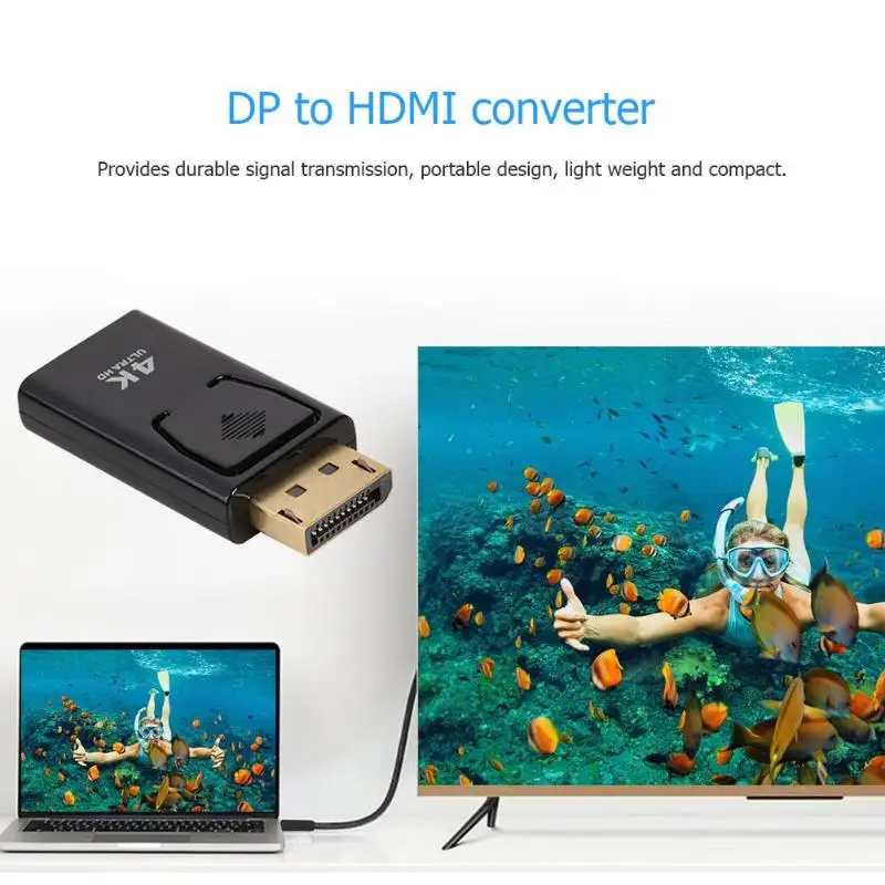 

4K x 2K DP Display Port to HDMI Adapter DisplayPort AV Converter Signal Conversion for HDTV