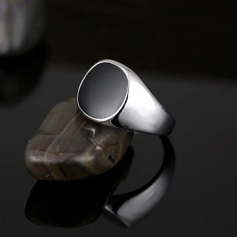 Позолоченные кольца с черной эмалью, мужское Винтажное кольцо в стиле панк, классическое черное кольцо с имитацией черных камней, мужское кольцо с эмалью