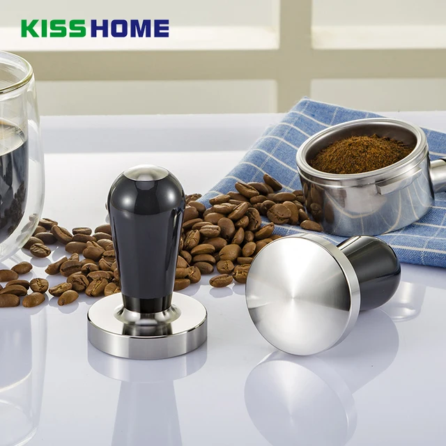 Special Price 304 Arcuated/Flat Stainless Steel Base Aluminium Alloy Handle Tamper Coffee Powder Hammer 58mm Customized Coffee Accessories