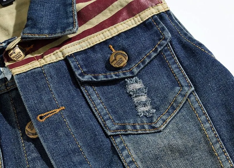 Litthing Men Denim Jeans Vest Coat National Flag Sleeveless Jacket Male Streetwear Cowboy Pocketed Waistcoat Jacket Litthing Men Denim Jeans Vest Coat National Flag Sleeveless Jacket Male Streetwear Cowboy Pocketed Waistcoat Jacket